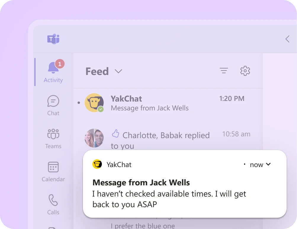 Microsoft Teams popup notification